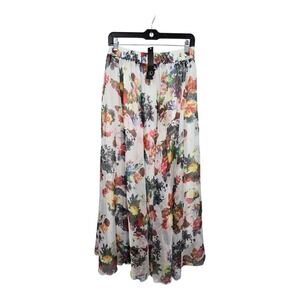 Afibi NWT Chiffon Floral Maxi Skirt Womens LG Ethereal Fairy Boho Cottagecore